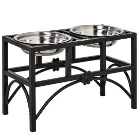 17" Double Stainless Steel Heavy Duty Dog Food Bowl Elevated Pet Feeding Station 17" Double Stainless Steel Heavy Duty Dog Food Bowl Elevated Pet Feeding Station